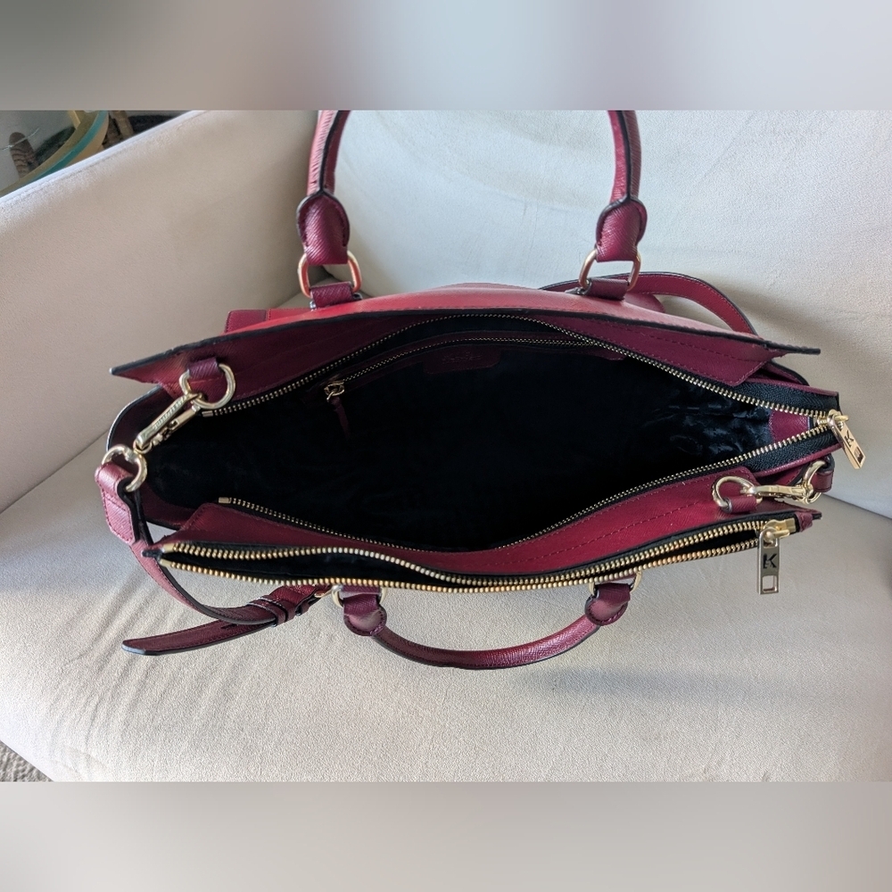 Karl Lagerfeld Saffiano Leather Satchel, Burgundy - Picture 6 of 13